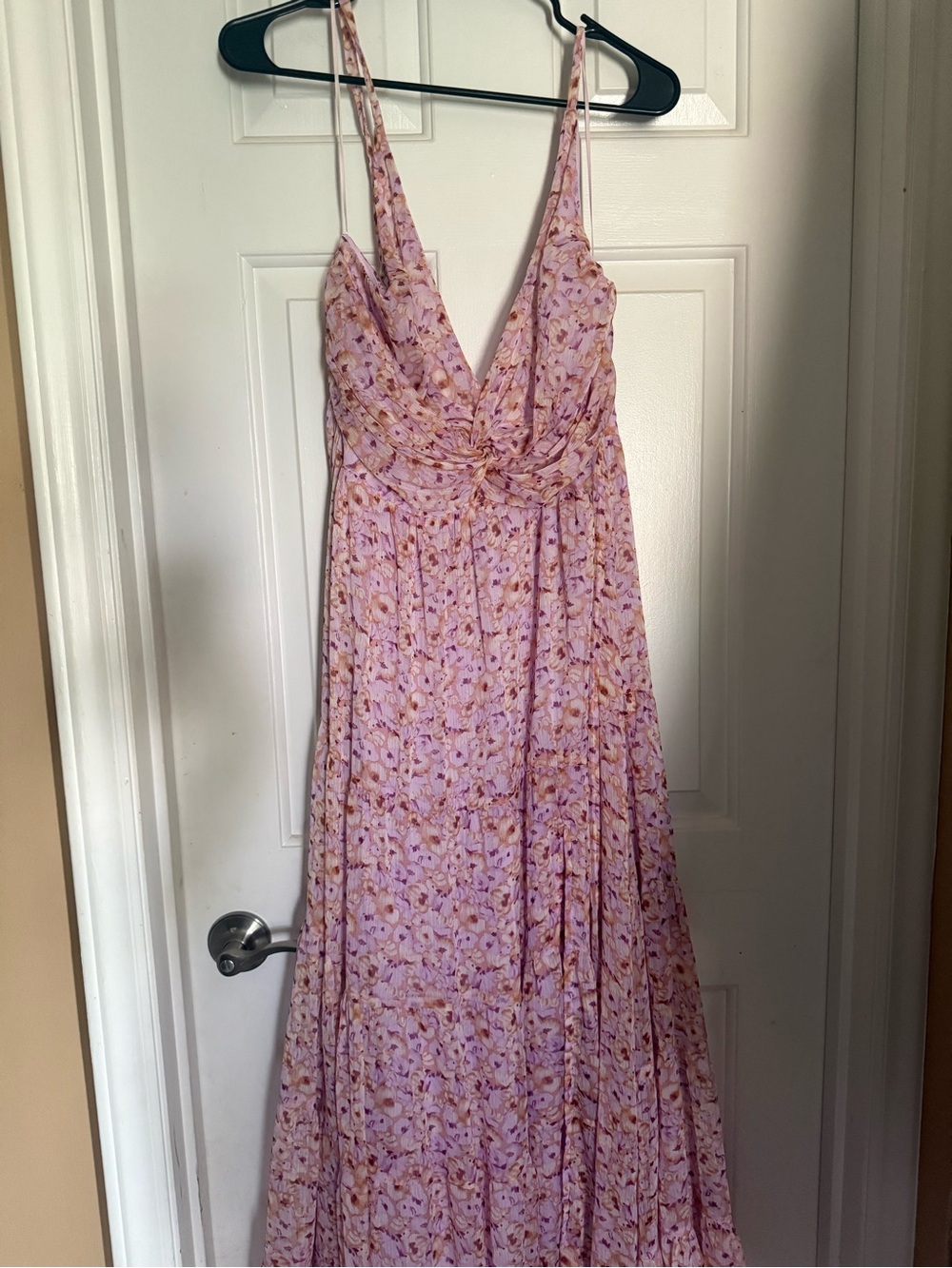 Astr Floral Pink V-Neck Spaghetti-Strap Maxi Dress
